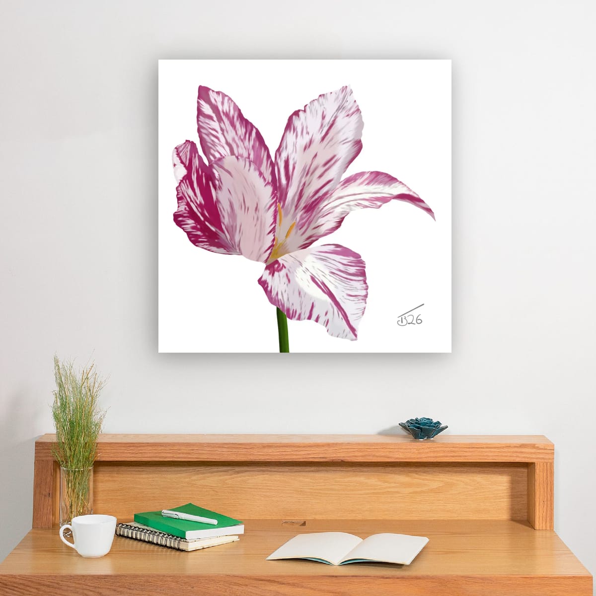 Variegated Purple & White Tulip - Premium Square Canvas Art (50 x 50 cm)