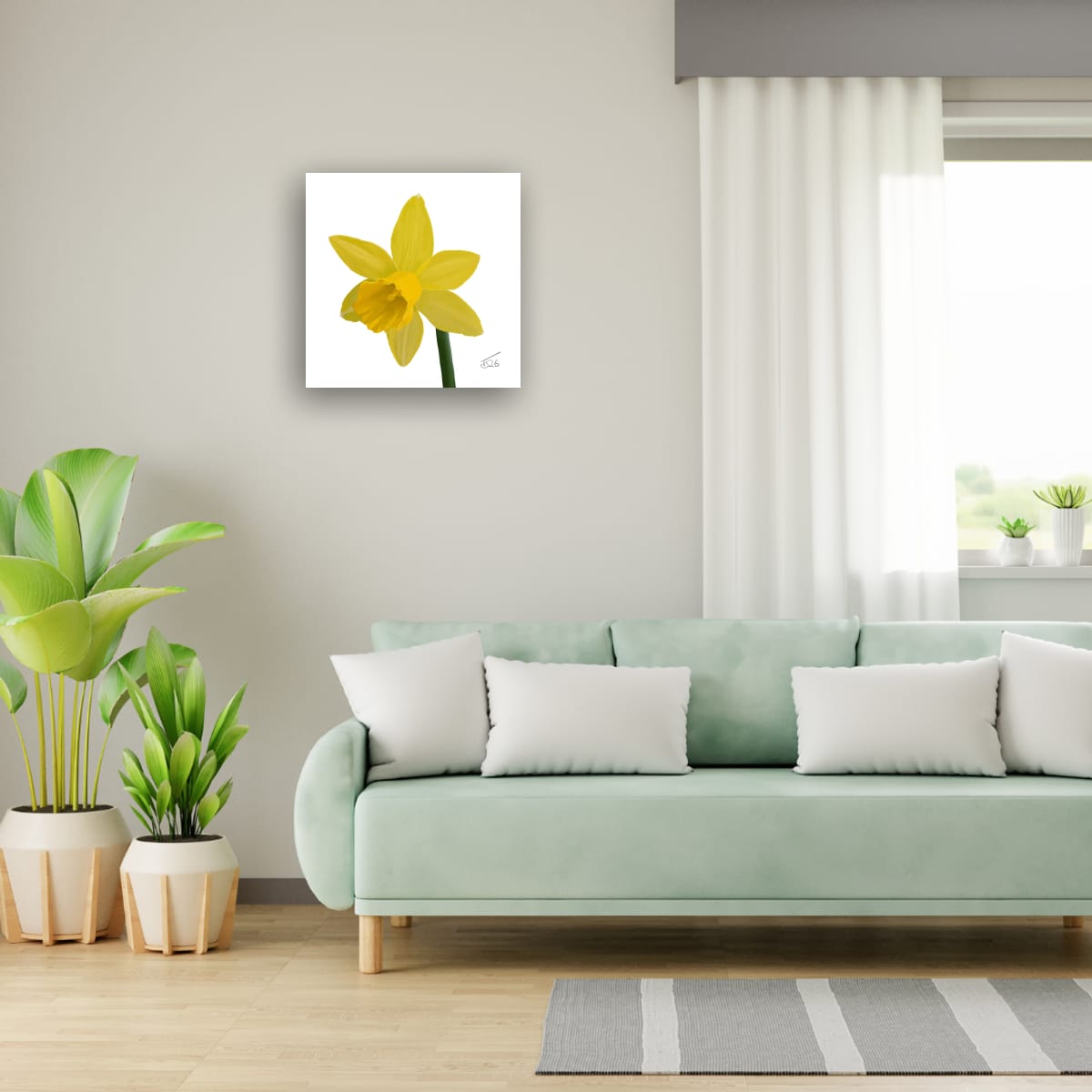 Narcissus 'Sweetness' Daffodil - Premium Square Canvas Art (50 x 50 cm)